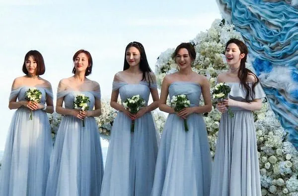 Blue A-Line Chiffon Off Shoulder Simple Soft Cheap Bridesmaid Dresses, Tulle Charming Custom Convertible Bridesmaid Dress Online, WG248