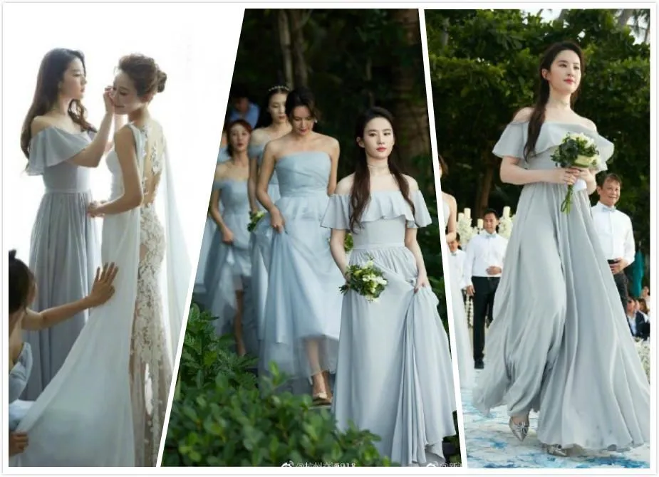 Blue A-Line Chiffon Off Shoulder Simple Soft Cheap Bridesmaid Dresses, Tulle Charming Custom Convertible Bridesmaid Dress Online, WG248