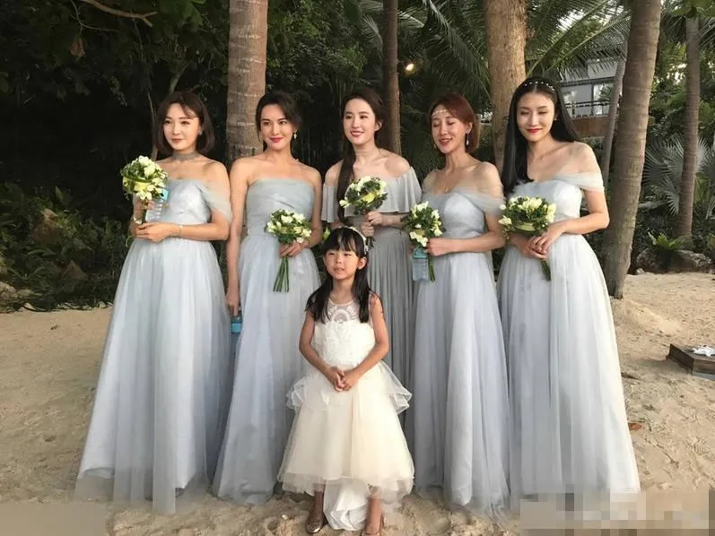 Blue A-Line Chiffon Off Shoulder Simple Soft Cheap Bridesmaid Dresses, Tulle Charming Custom Convertible Bridesmaid Dress Online, WG248