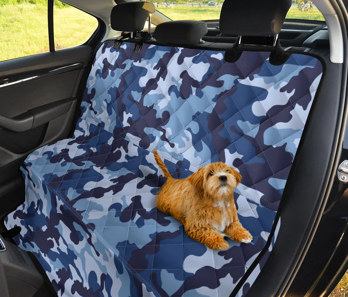 Blue Camouflage Back Bench Seat Cover For Pets Camo Pattern
