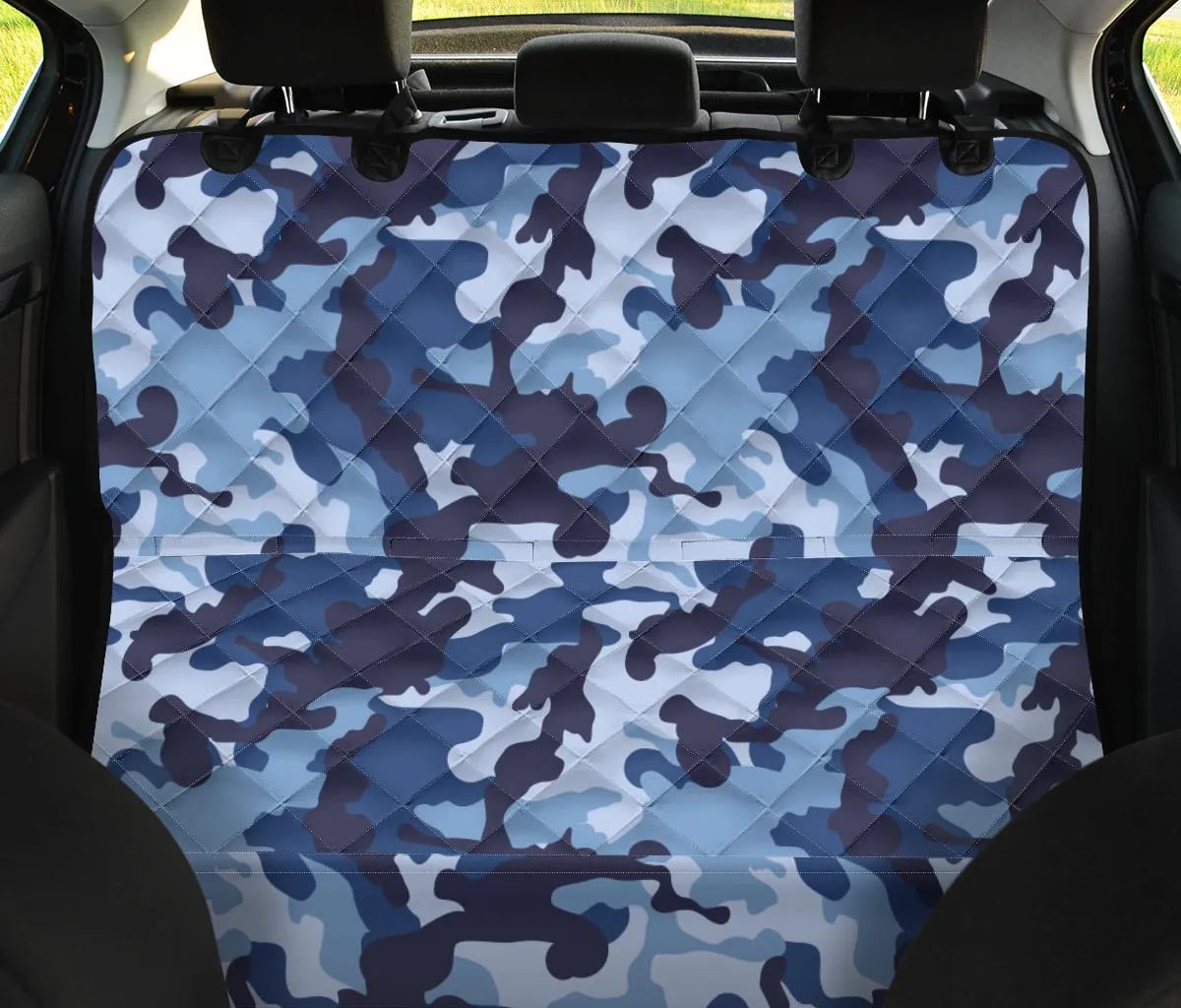 Blue Camouflage Back Bench Seat Cover For Pets Camo Pattern