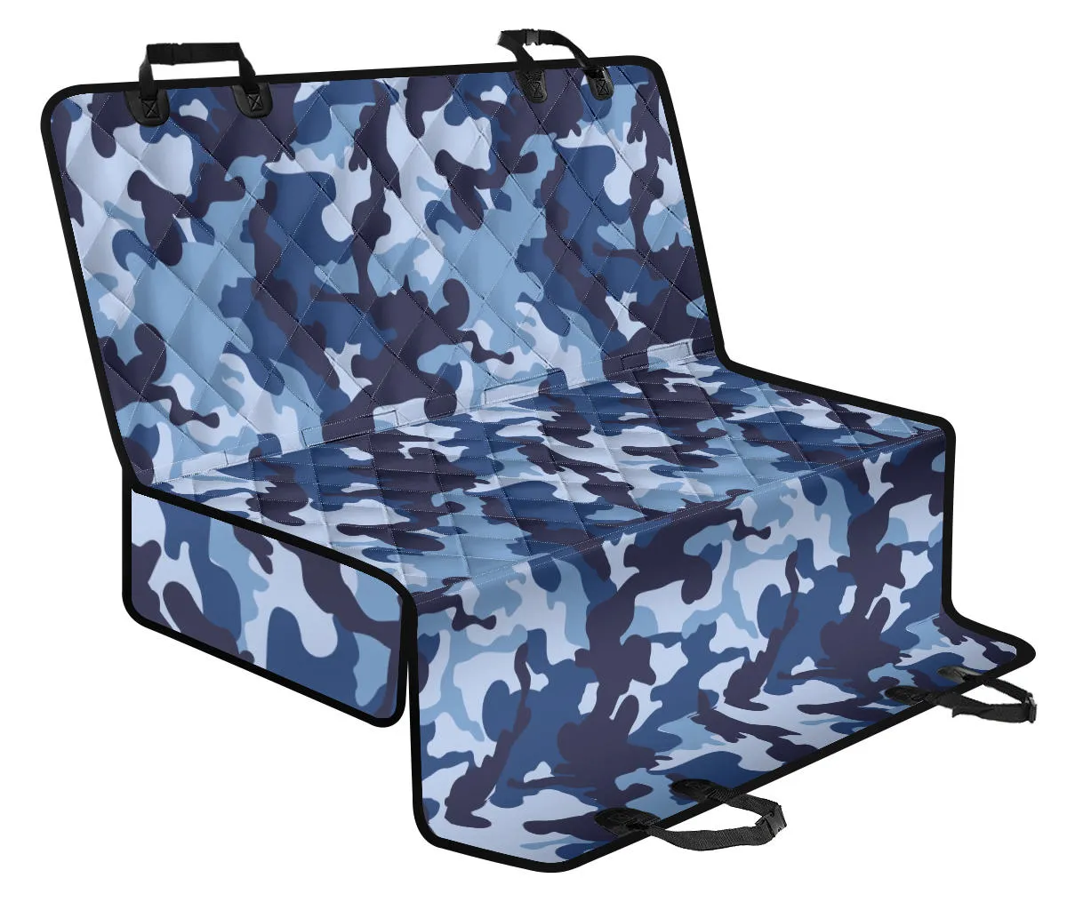 Blue Camouflage Back Bench Seat Cover For Pets Camo Pattern