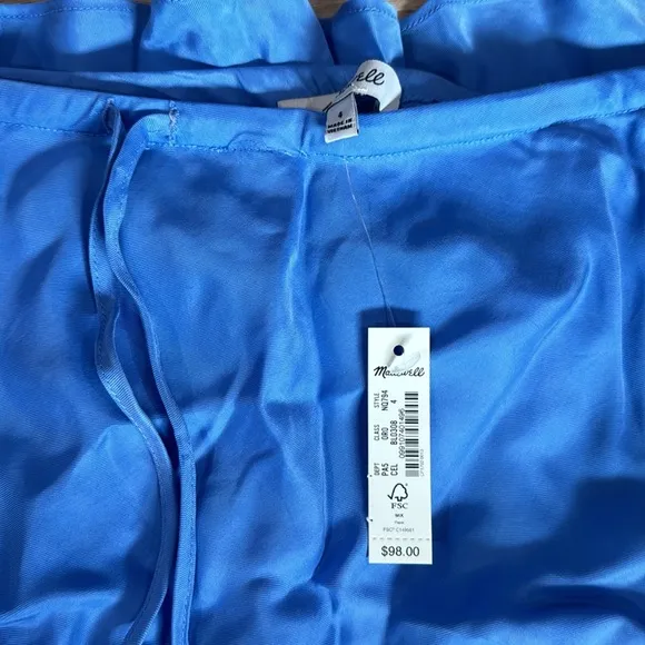 Blue Madewell Tie-Waist Maxi Slip Skirt in Cupro Blend  Blue