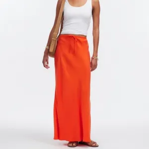 Blue Madewell Tie-Waist Maxi Slip Skirt in Cupro Blend  Blue