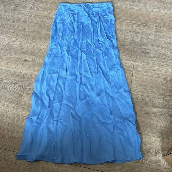 Blue Madewell Tie-Waist Maxi Slip Skirt in Cupro Blend  Blue