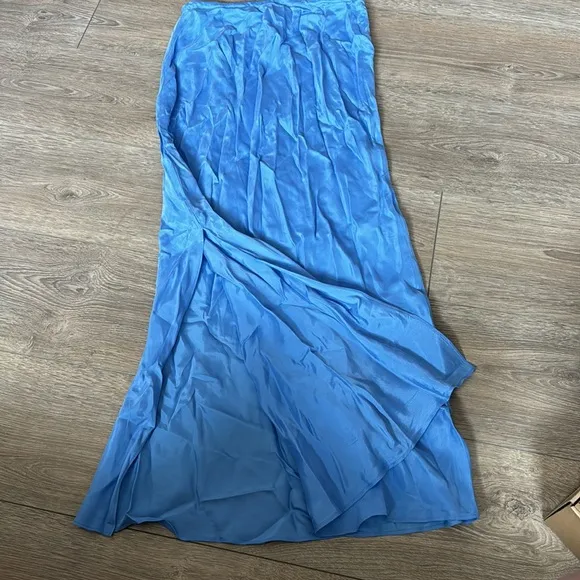 Blue Madewell Tie-Waist Maxi Slip Skirt in Cupro Blend  Blue