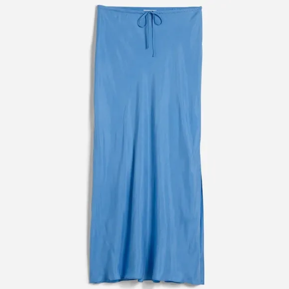 Blue Madewell Tie-Waist Maxi Slip Skirt in Cupro Blend  Blue