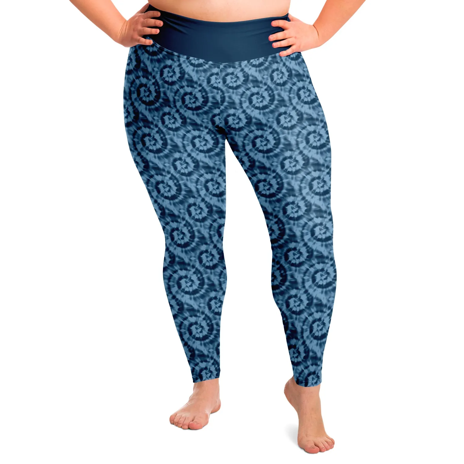 Blue Tie Dye Pattern Plus Size Leggings 2X-6X Squat Proof