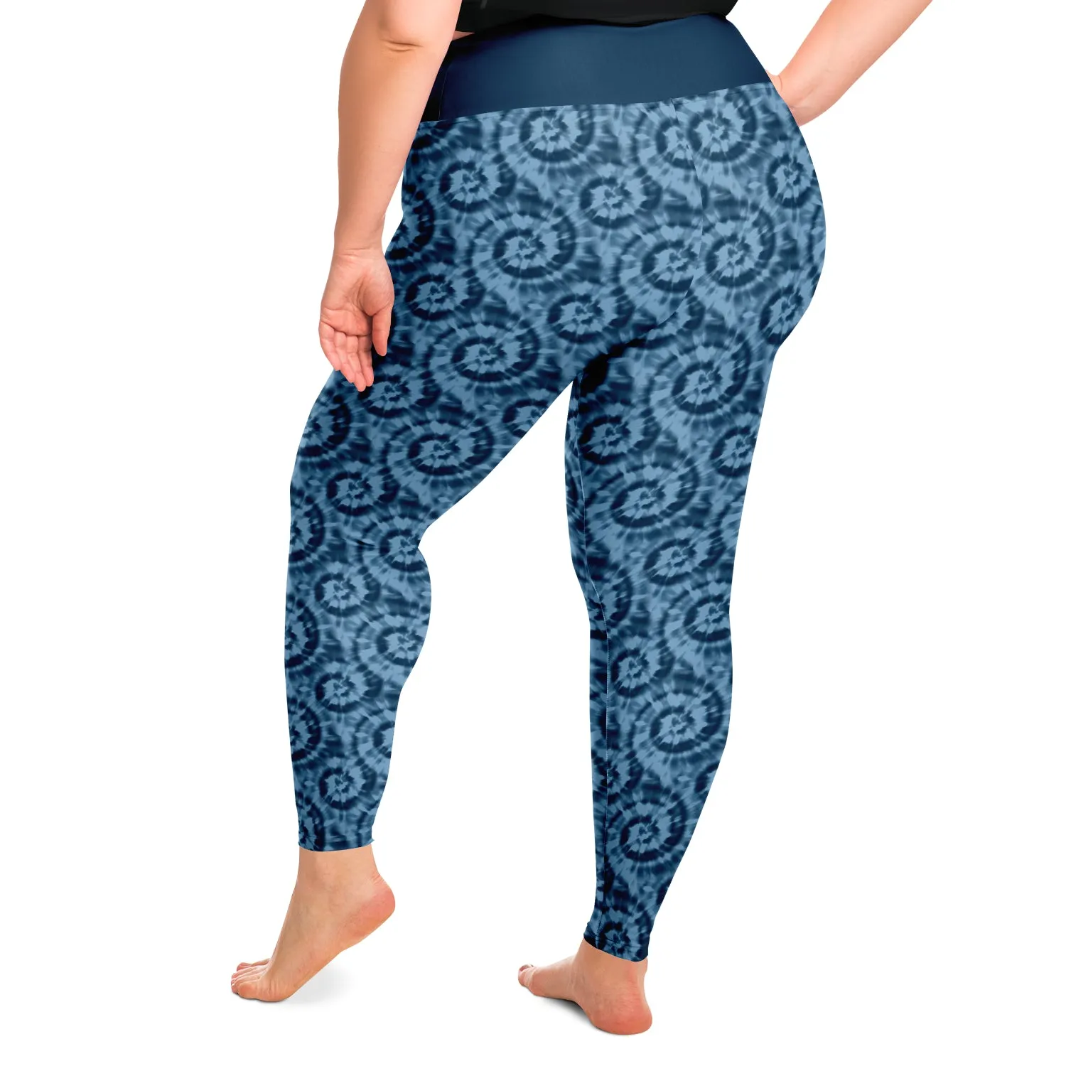 Blue Tie Dye Pattern Plus Size Leggings 2X-6X Squat Proof
