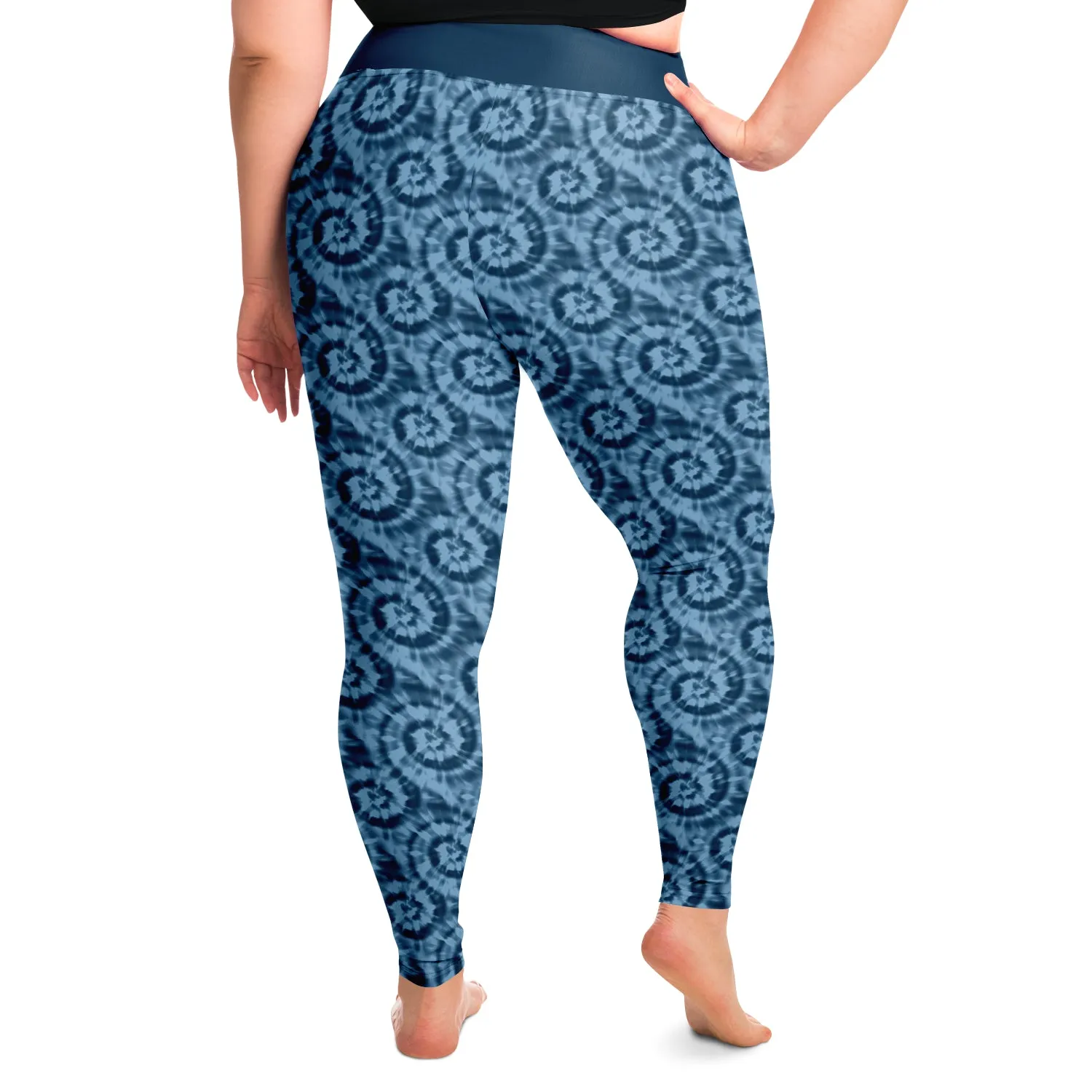 Blue Tie Dye Pattern Plus Size Leggings 2X-6X Squat Proof