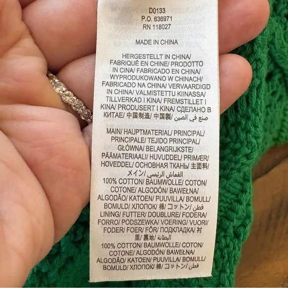 Boden Claudia Textured Knitted Dress Womens 8 100% Cotton Highland Green Boxy