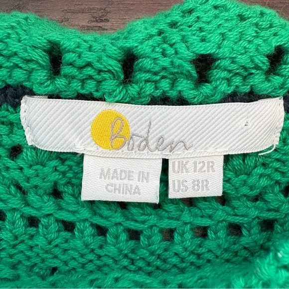 Boden Claudia Textured Knitted Dress Womens 8 100% Cotton Highland Green Boxy