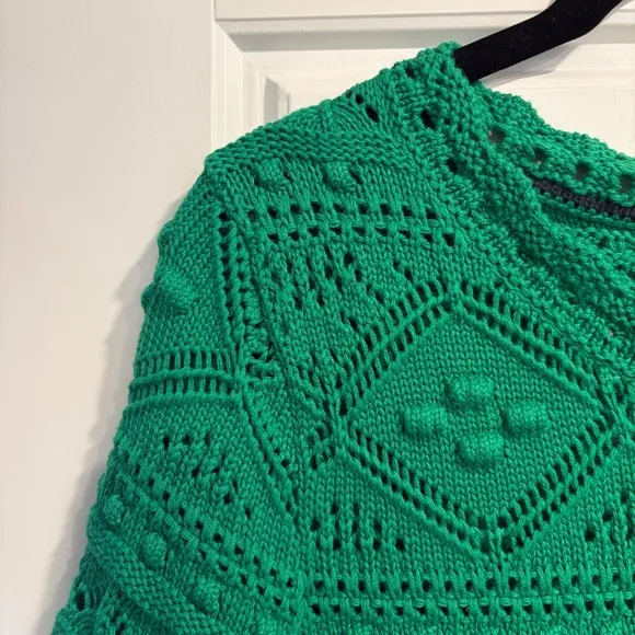 Boden Claudia Textured Knitted Dress Womens 8 100% Cotton Highland Green Boxy