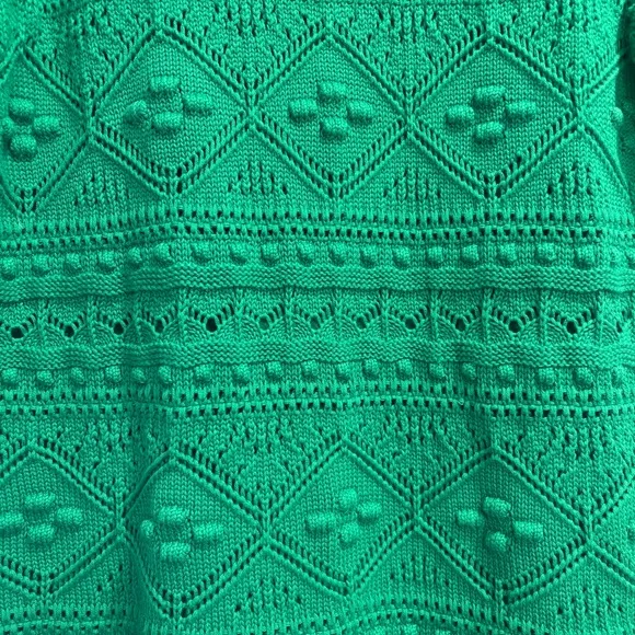 Boden Claudia Textured Knitted Dress Womens 8 100% Cotton Highland Green Boxy