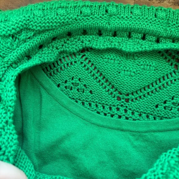 Boden Claudia Textured Knitted Dress Womens 8 100% Cotton Highland Green Boxy