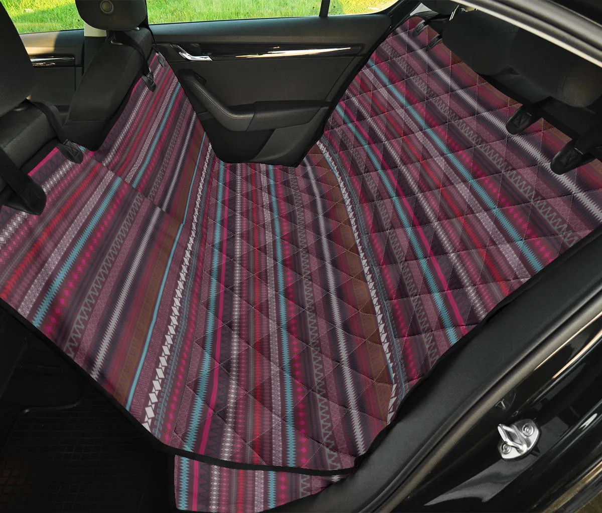 Boho Violet Stripes Auto Pet Seat Cover
