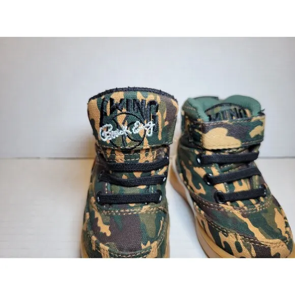 Boys PATRICK EWING 33 Hi Toddler Size 4 Camo Print Green Brown Gum Sole Sneakers