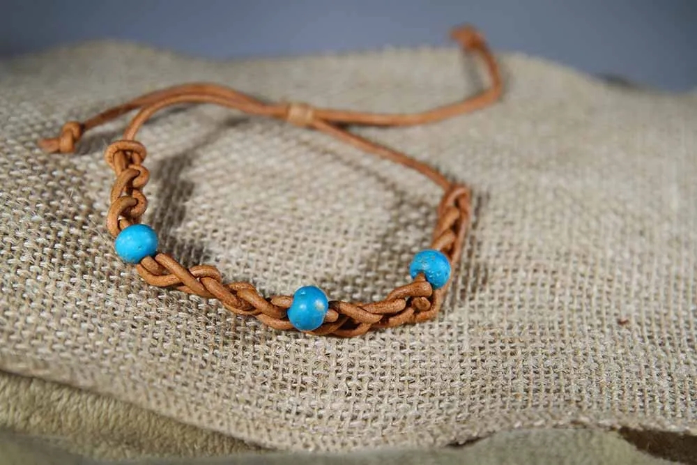 Bracelet - Tan and Turquoise by CeeV