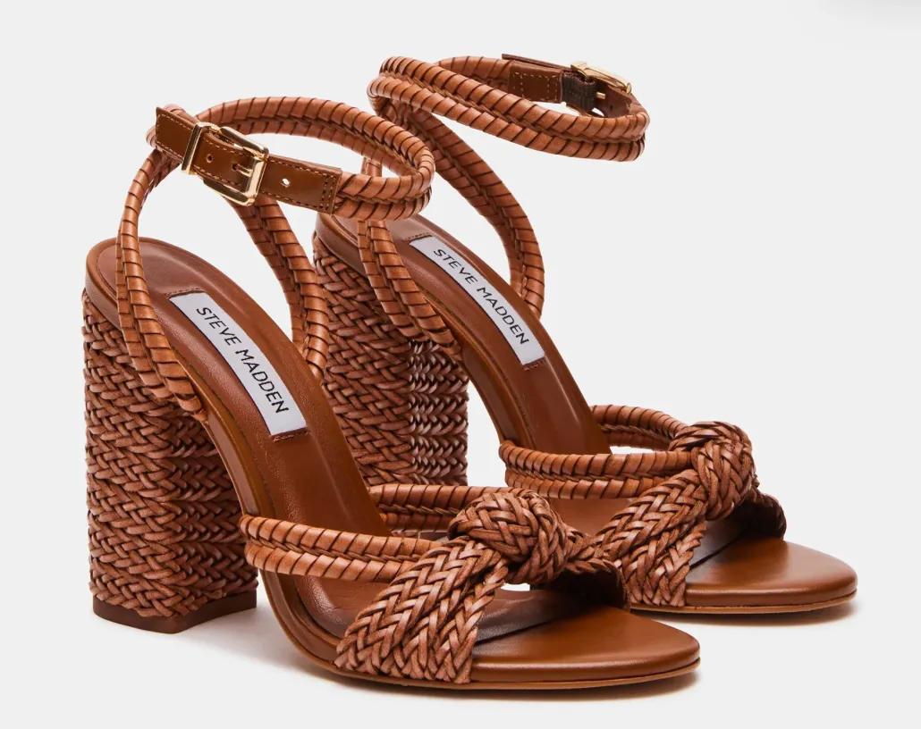 Braided Ankle Strap Block Heel