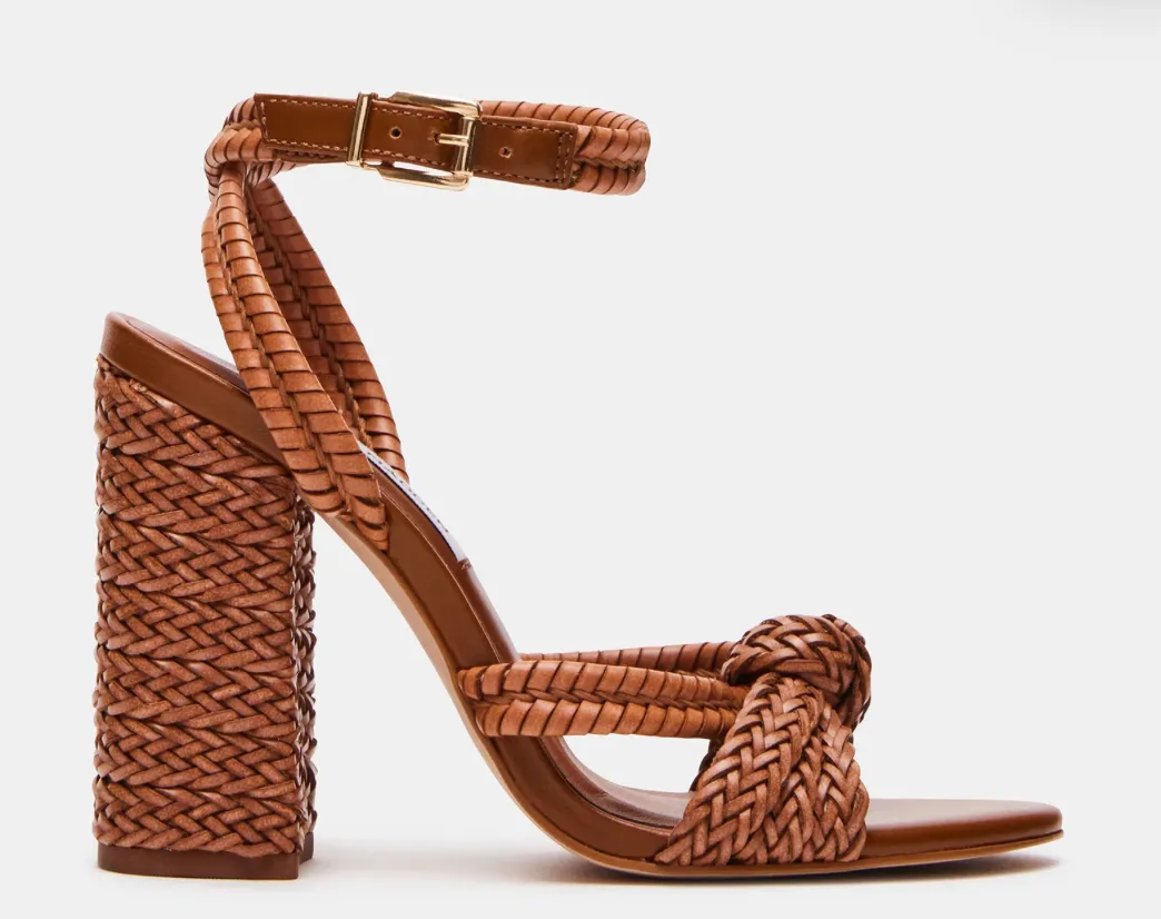 Braided Ankle Strap Block Heel