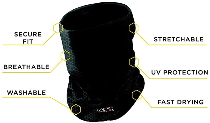 Brand new in package! Copper Fit Guardwell Face Cover and Neck Gaiter in Charcoal, Ages 13 