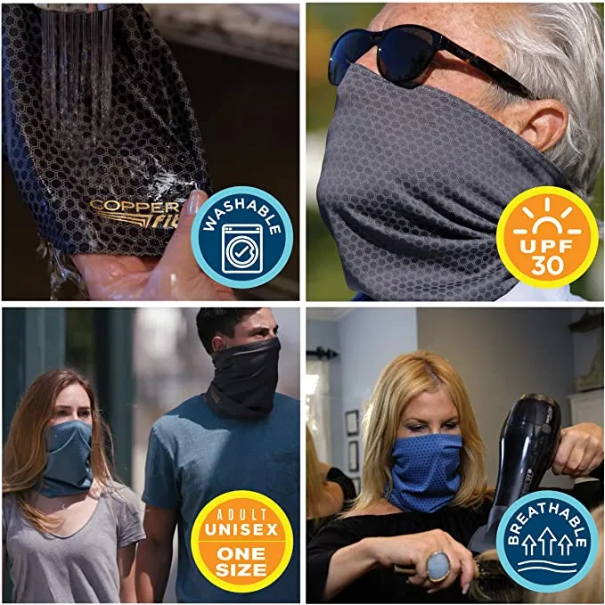 Brand new in package! Copper Fit Guardwell Face Cover and Neck Gaiter in Charcoal, Ages 13 