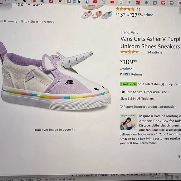 Brand New! Rare &amp; Unique Unicorn Vans V Slip-on Shoes 🦄