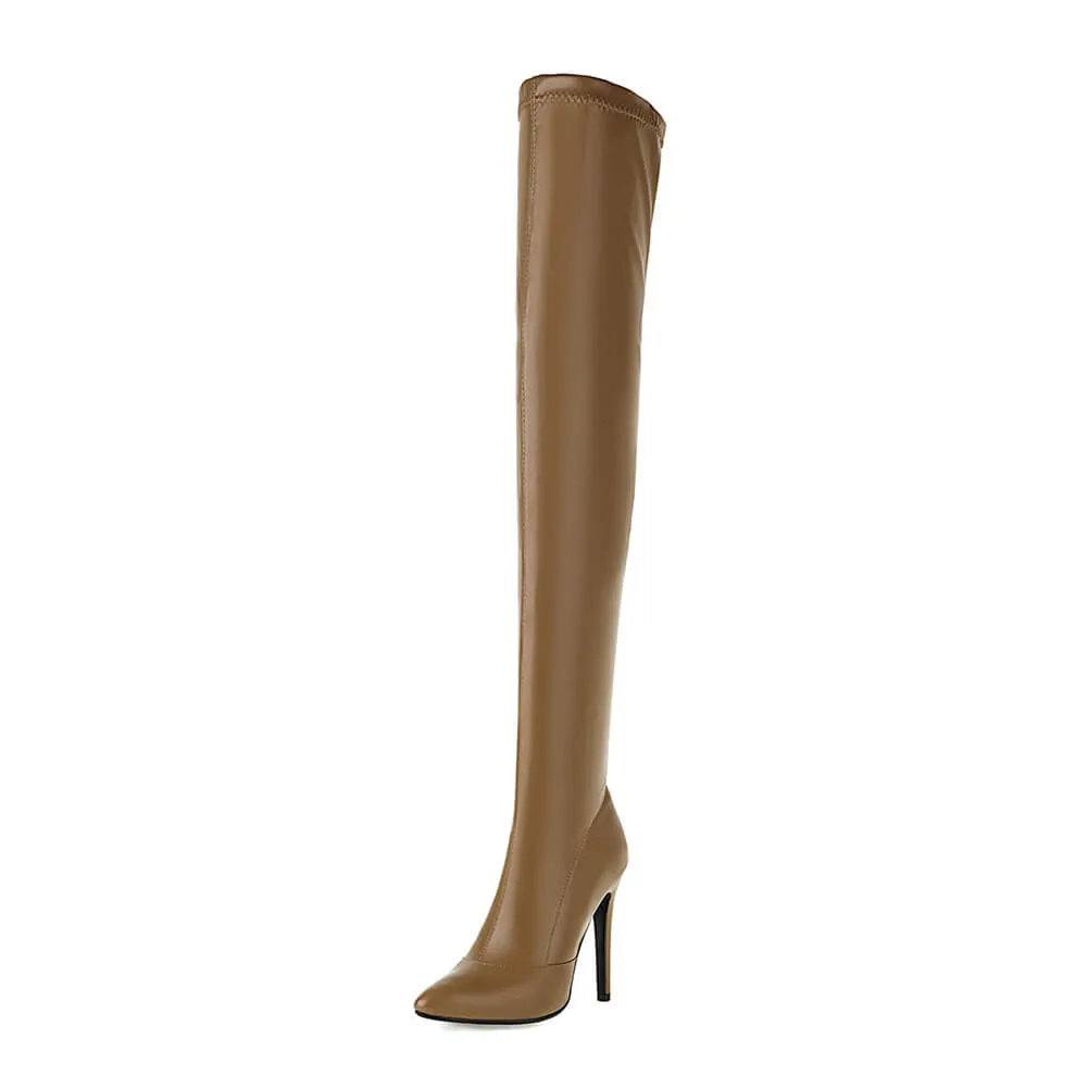 Brown Matte Women's Closed Toe Boots