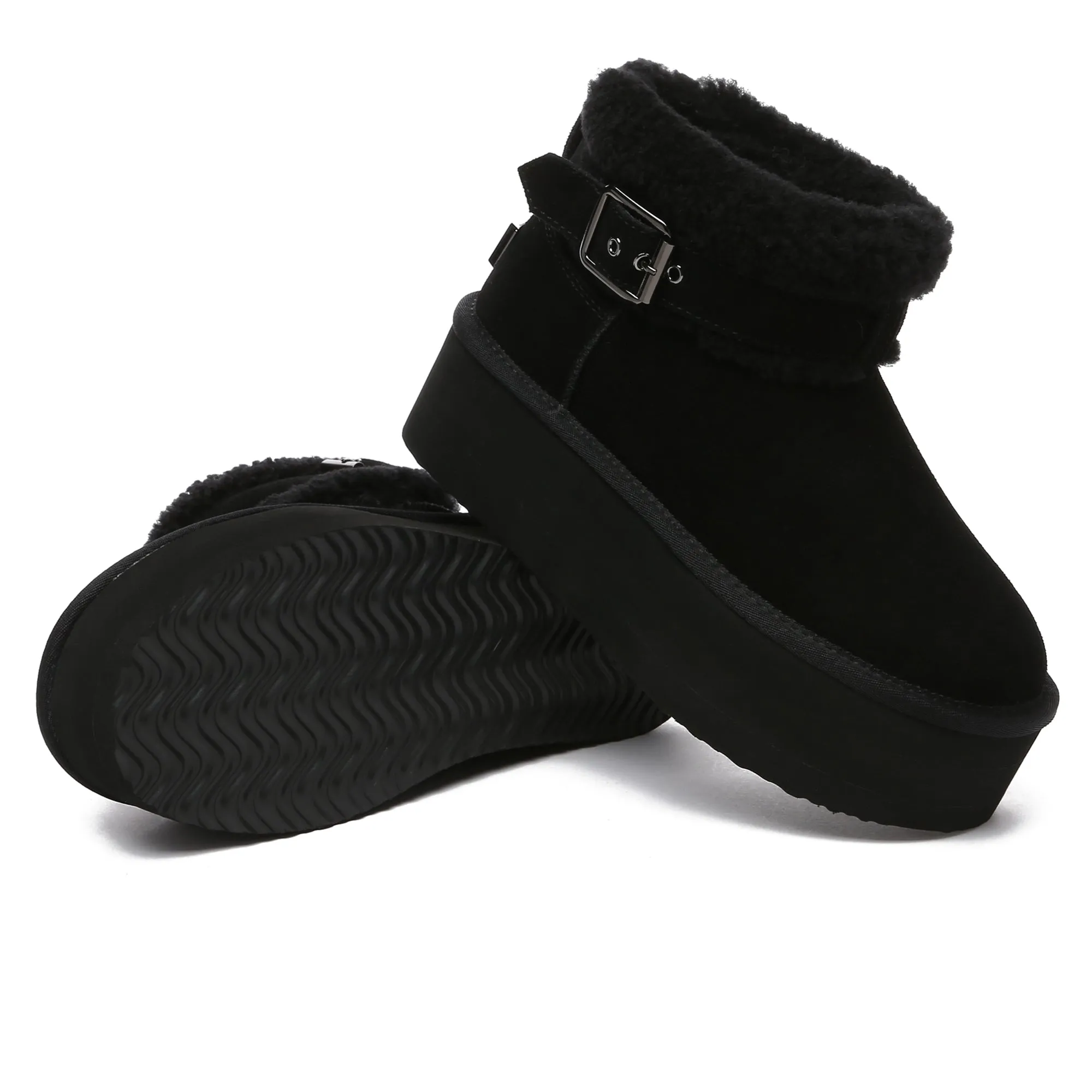 Buckle Strap Platform Boots