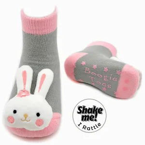 Bunny-Themed Boogie Toes Rattle Socks for Infants