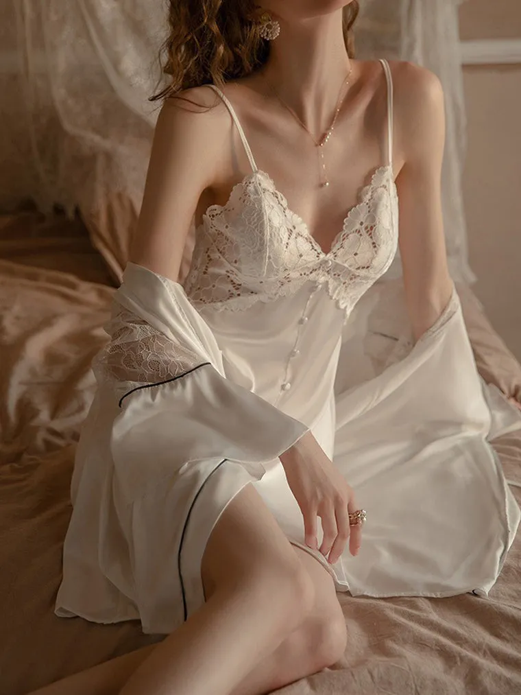 Button Lace Panel Slip