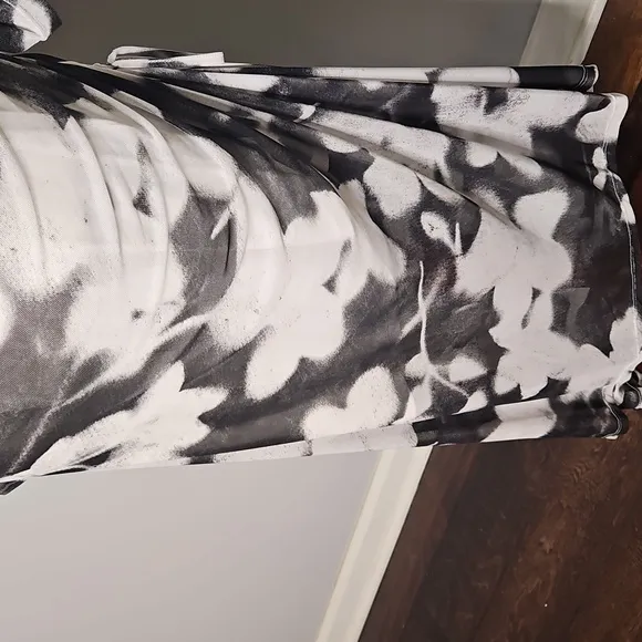Calvin Klein Floral Print Mesh Ruched Midi Dress NWT
