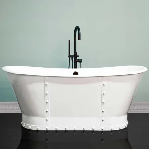 Cambridge Plumbing Cast Iron Double Slipper Skirted Pedestal Bathtub 27"D x 67"L x 28"H
