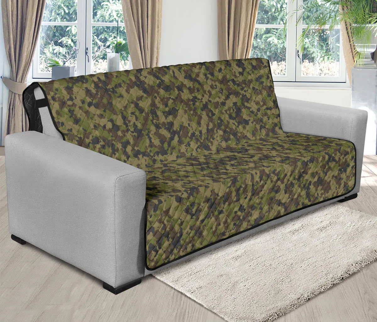 Camo Futon Protector Couch Cover Green, Brown, Gray Camouflage 70" Seat Width