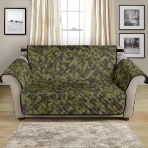 Camo Love Seat Protector Slip Cover Green, Brown and Gray Camouflage 54" Seat Width