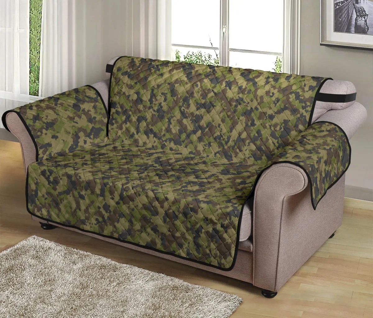 Camo Love Seat Protector Slip Cover Green, Brown and Gray Camouflage 54" Seat Width
