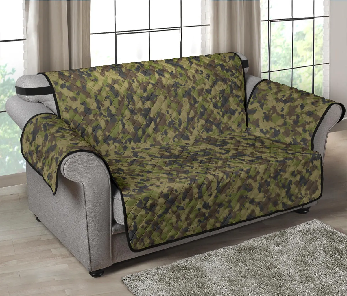 Camo Love Seat Protector Slip Cover Green, Brown and Gray Camouflage 54" Seat Width