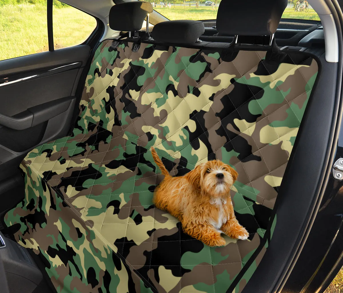 Camouflage Back Seat Protector Cover For Pets Green, Black and Beige