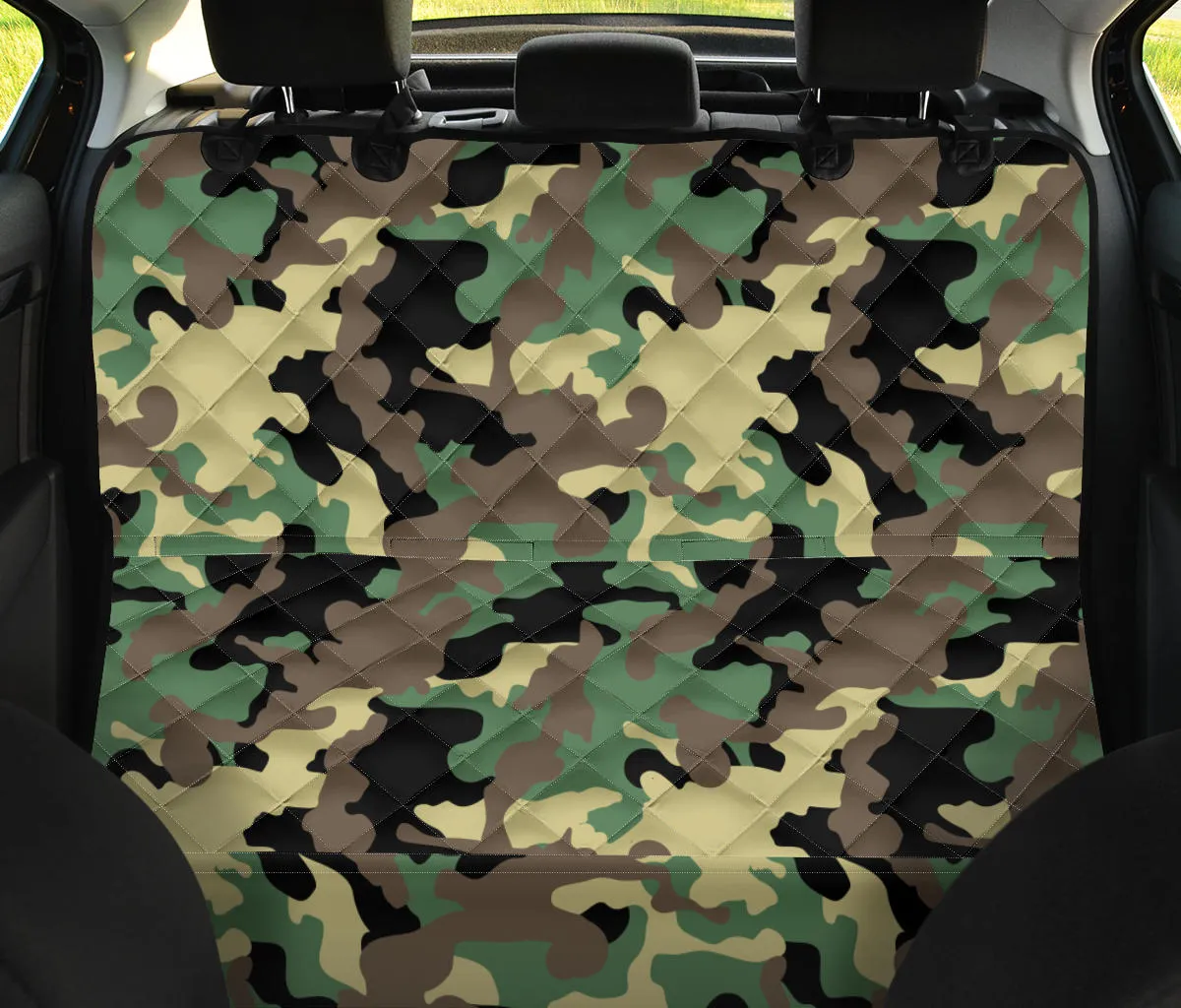 Camouflage Back Seat Protector Cover For Pets Green, Black and Beige