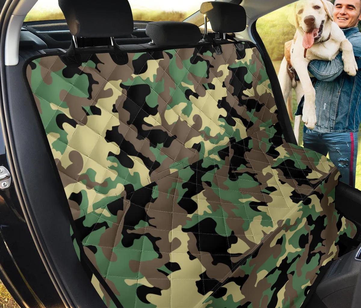 Camouflage Back Seat Protector Cover For Pets Green, Black and Beige
