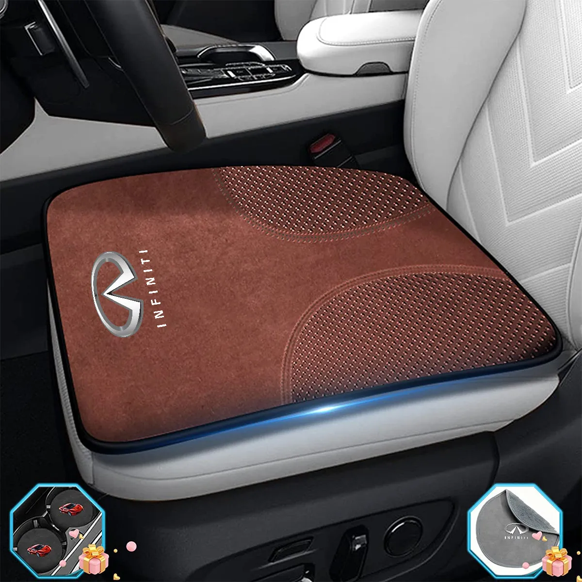 Car Seat Cushion, Custom Fit For Your Cars, Double Sided Seat Cushion, Breathable Suede   Ice Silk Car Seat Cushion, Comfort Seat Covers Cushion IN19979