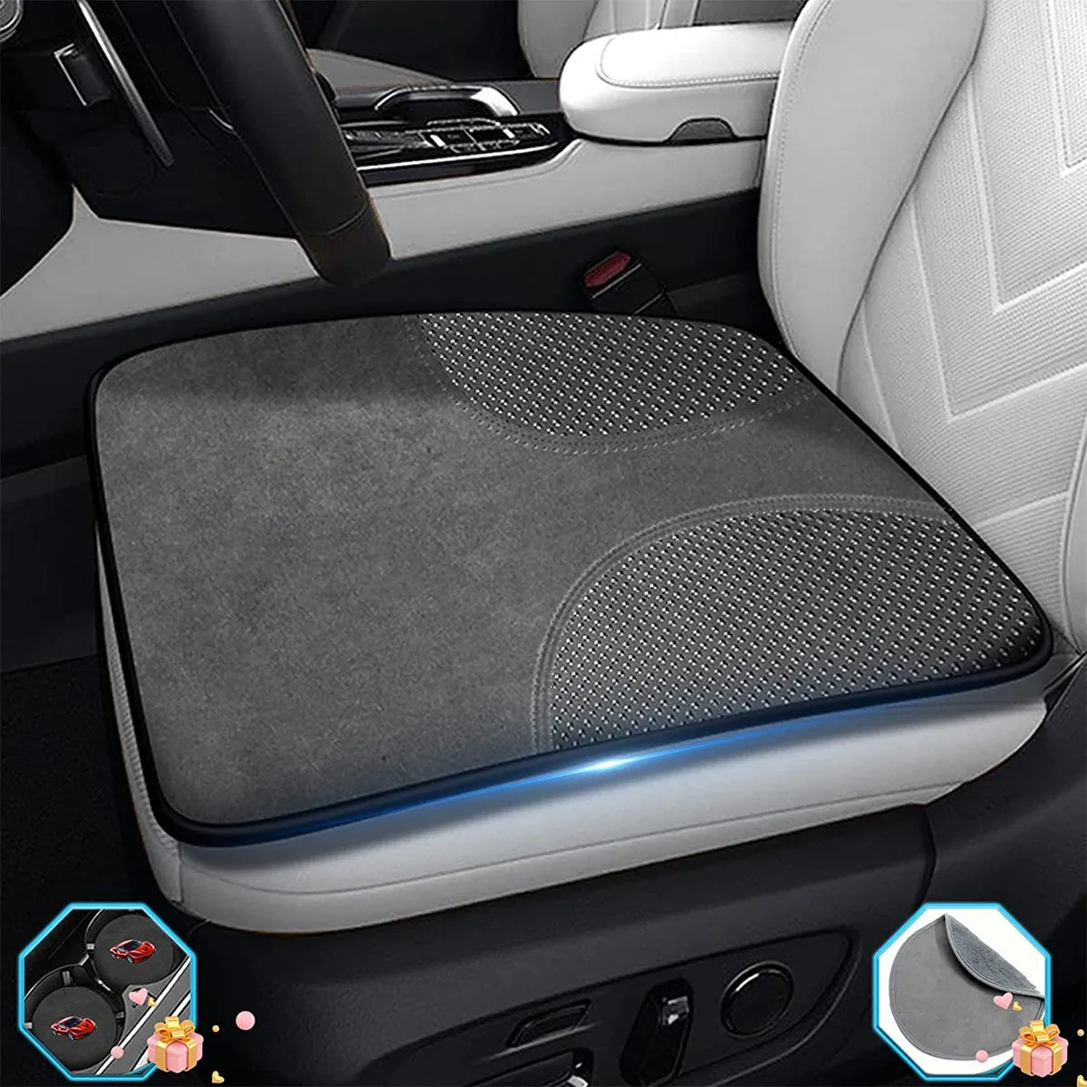 Car Seat Cushion, Custom Fit For Your Cars, Double Sided Seat Cushion, Breathable Suede   Ice Silk Car Seat Cushion, Comfort Seat Covers Cushion MS19979