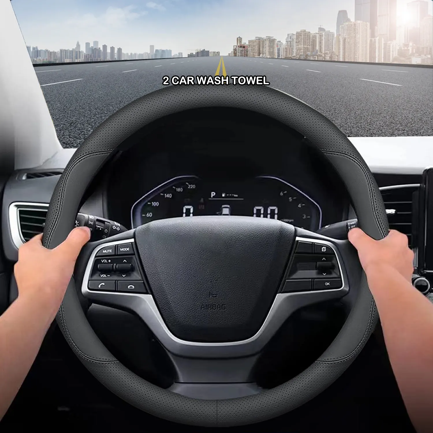 Car Steering Wheel Cover 2024 Update Version, Custom-Fit for Car, Premium Leather Car Steering Wheel Cover with Logo, Car Accessories WAJG222