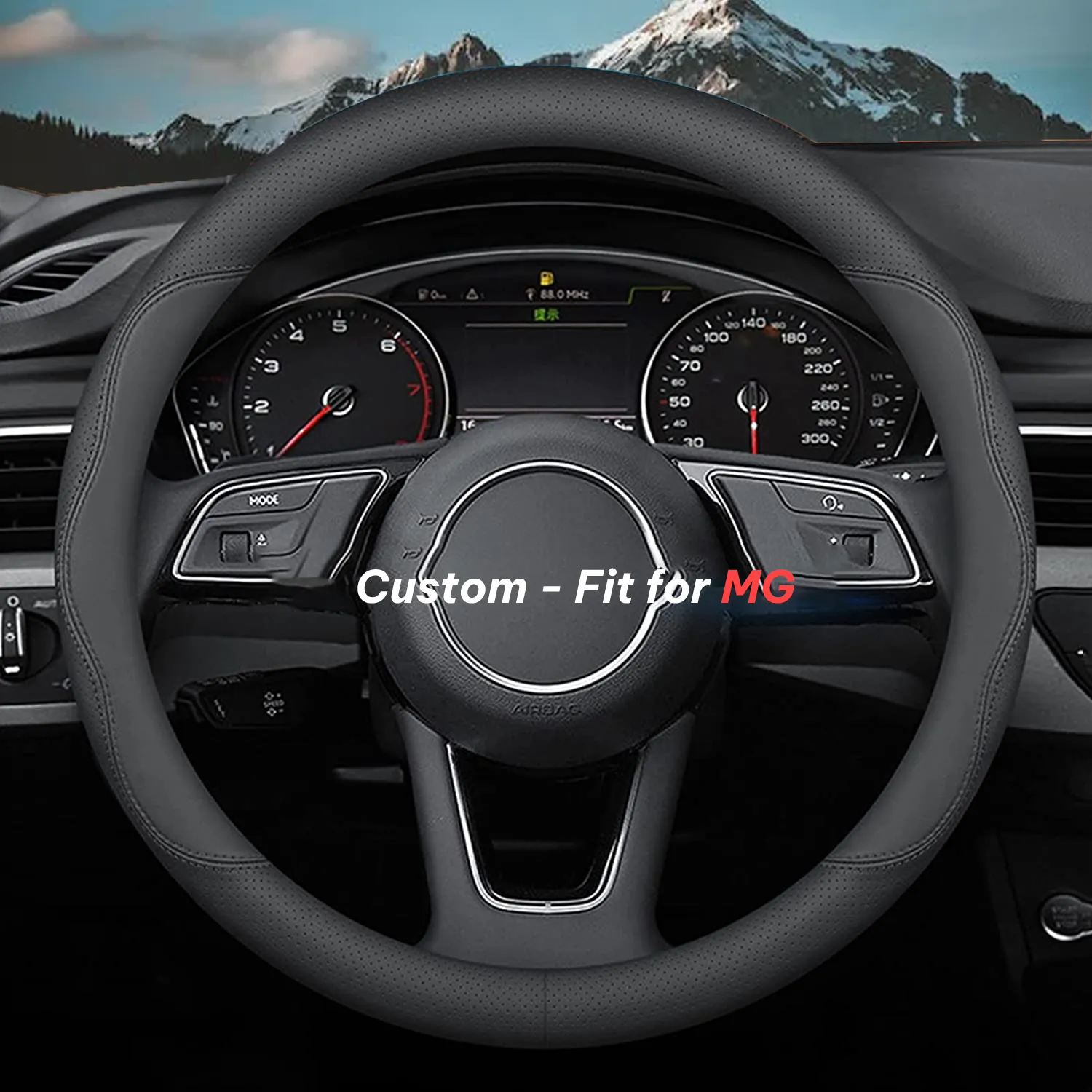 Car Steering Wheel Cover 2024 Update Version, Custom-Fit for Car, Premium Leather Car Steering Wheel Cover with Logo, Car Accessories WAMC222