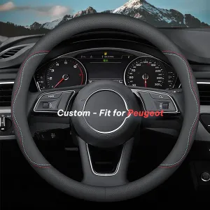 Car Steering Wheel Cover 2024 Update Version, Custom-Fit for Car, Premium Leather Car Steering Wheel Cover with Logo, Car Accessories WAPE222