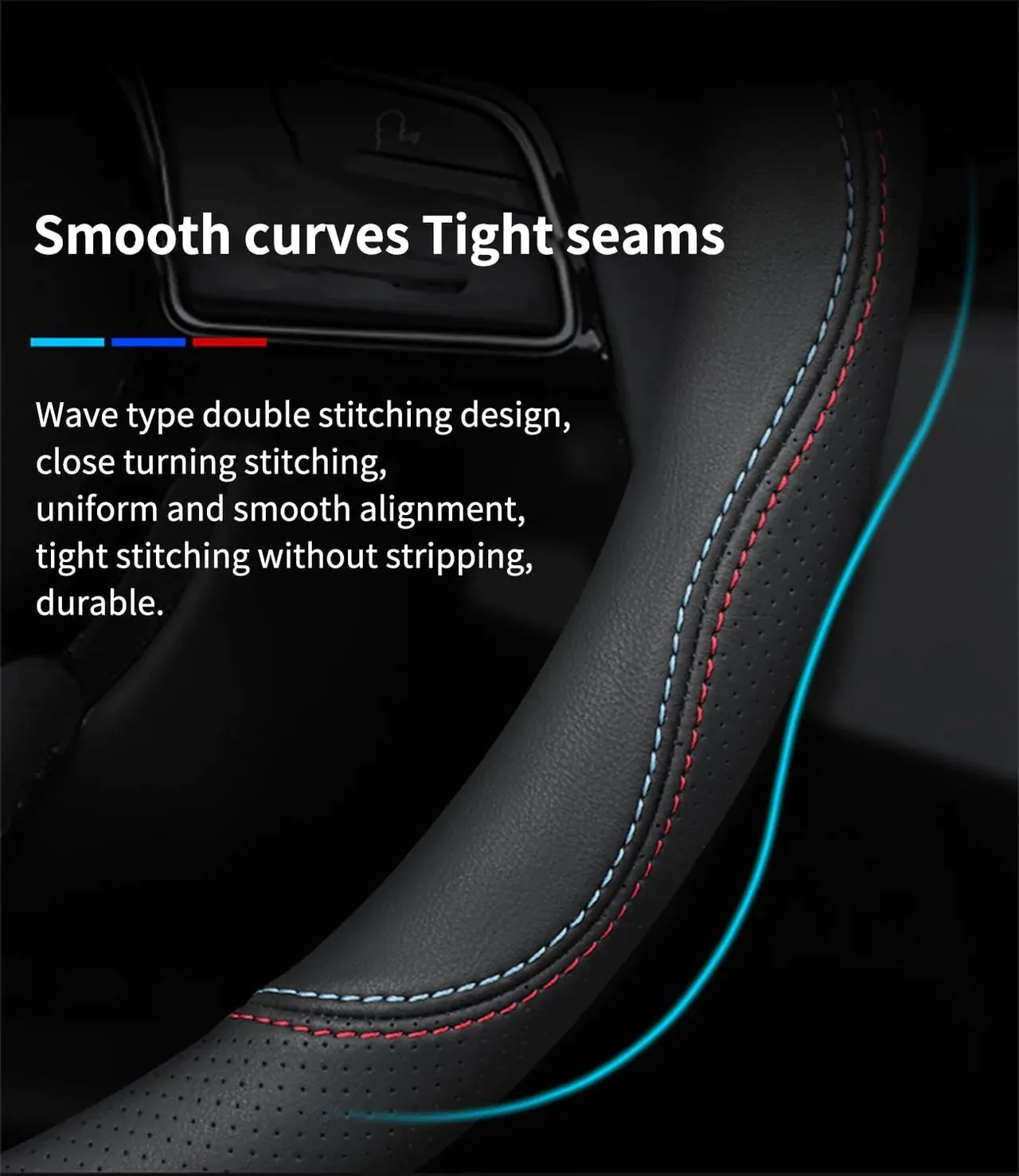 Car Steering Wheel Cover 2024 Update Version, Custom Fit For Your Cars, Premium Leather Car Steering Wheel Cover with Logo, Car Accessories JG18991