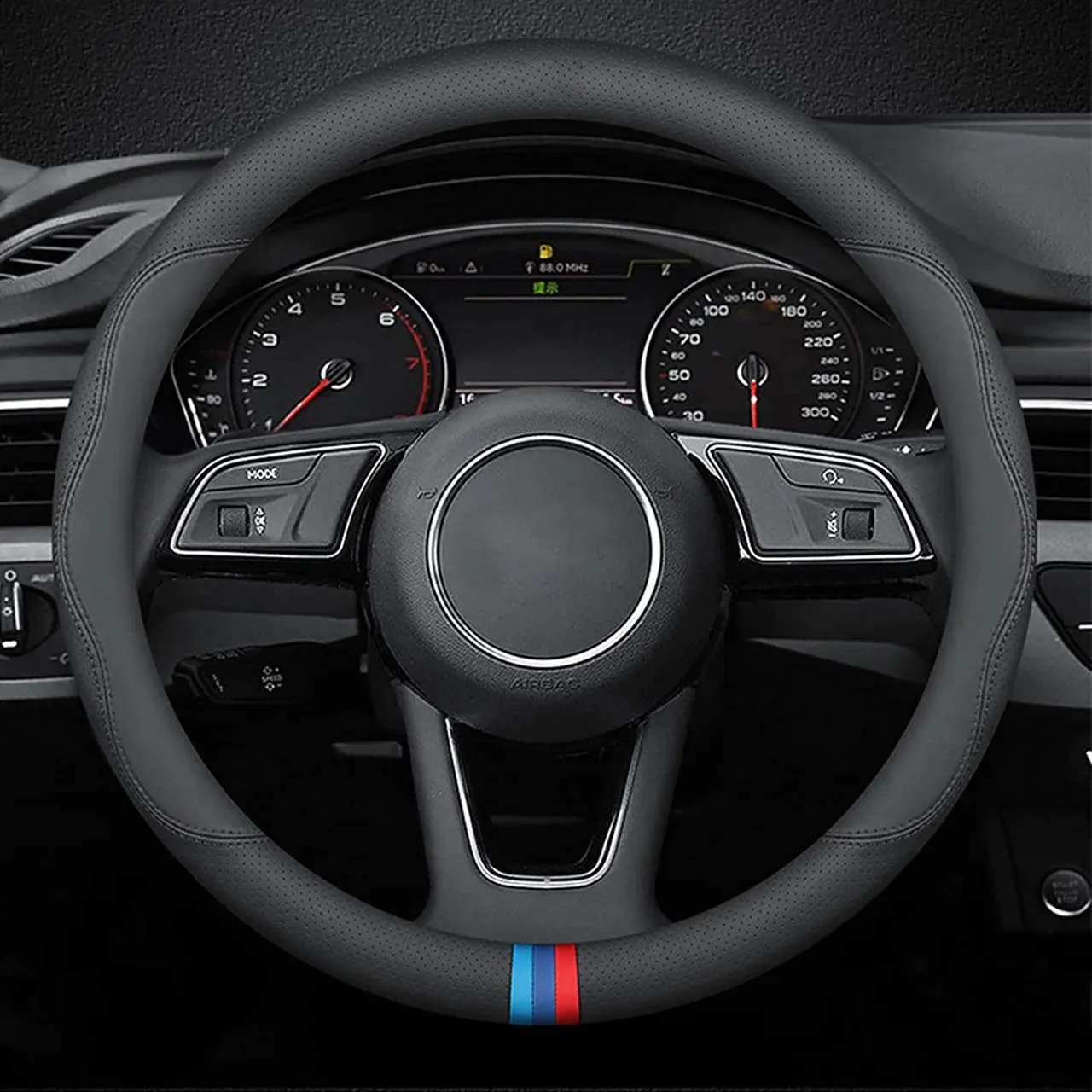 Car Steering Wheel Cover 2024 Update Version, Custom Fit For Your Cars, Premium Leather Car Steering Wheel Cover with Logo, Car Accessories JG18991