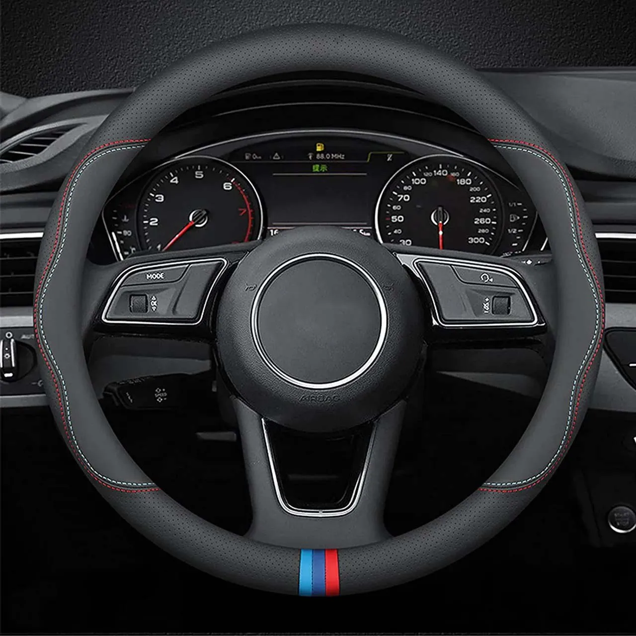 Car Steering Wheel Cover 2024 Update Version, Custom Fit For Your Cars, Premium Leather Car Steering Wheel Cover with Logo, Car Accessories PE18991