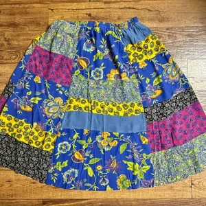 Carol Little • Vtg • Size 14 • Hippy • Patchwork • Floral • Purple/Yellow •Skirt
