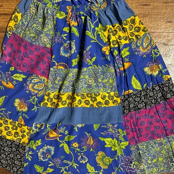 Carol Little • Vtg • Size 14 • Hippy • Patchwork • Floral • Purple/Yellow •Skirt